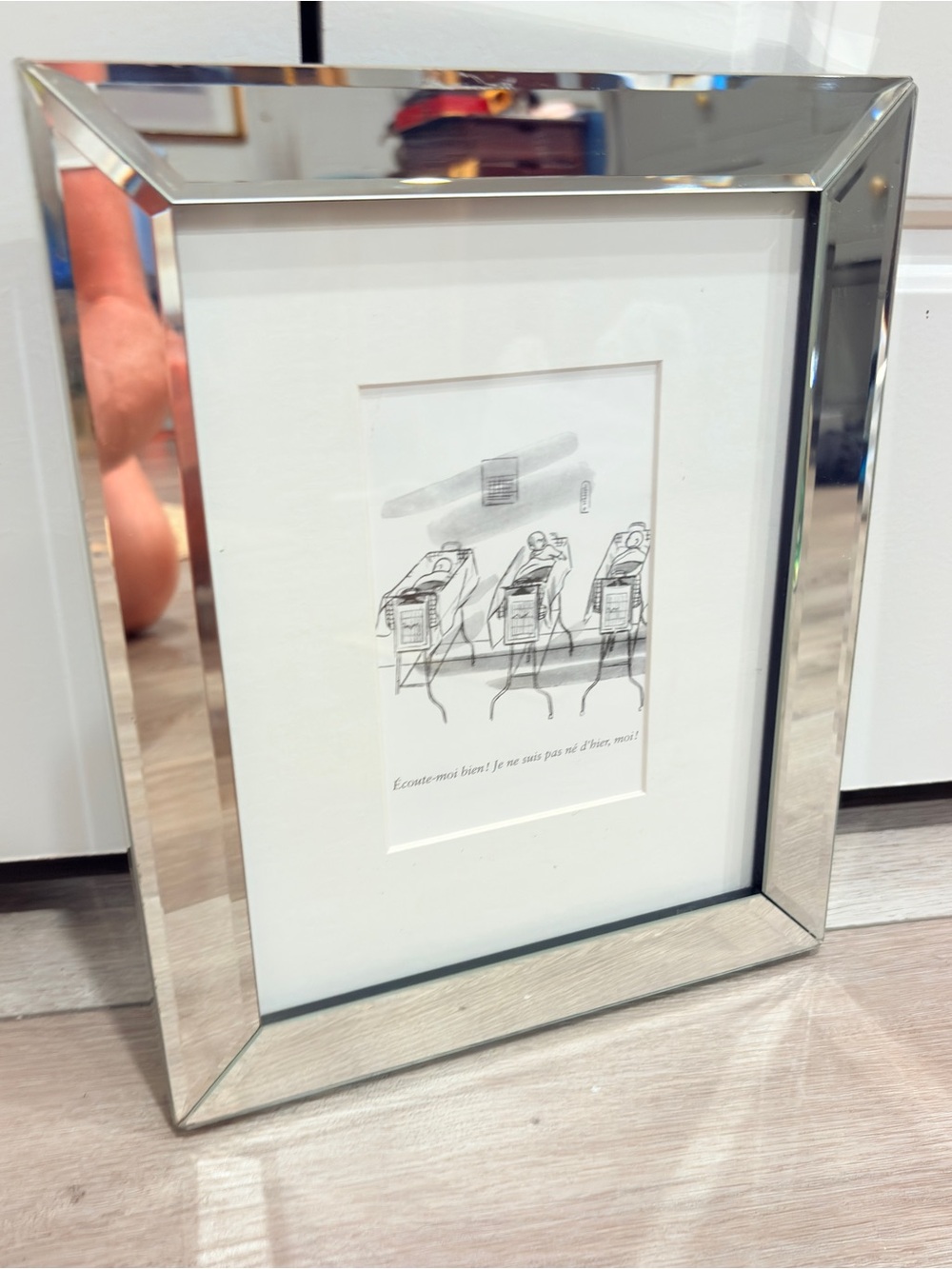 The New Yorker Print “was I born yesterday” in  a mirrored frame